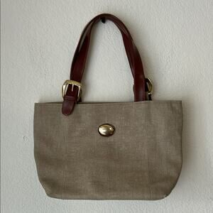 Elegant Brown and Tan Tote with Structured Design